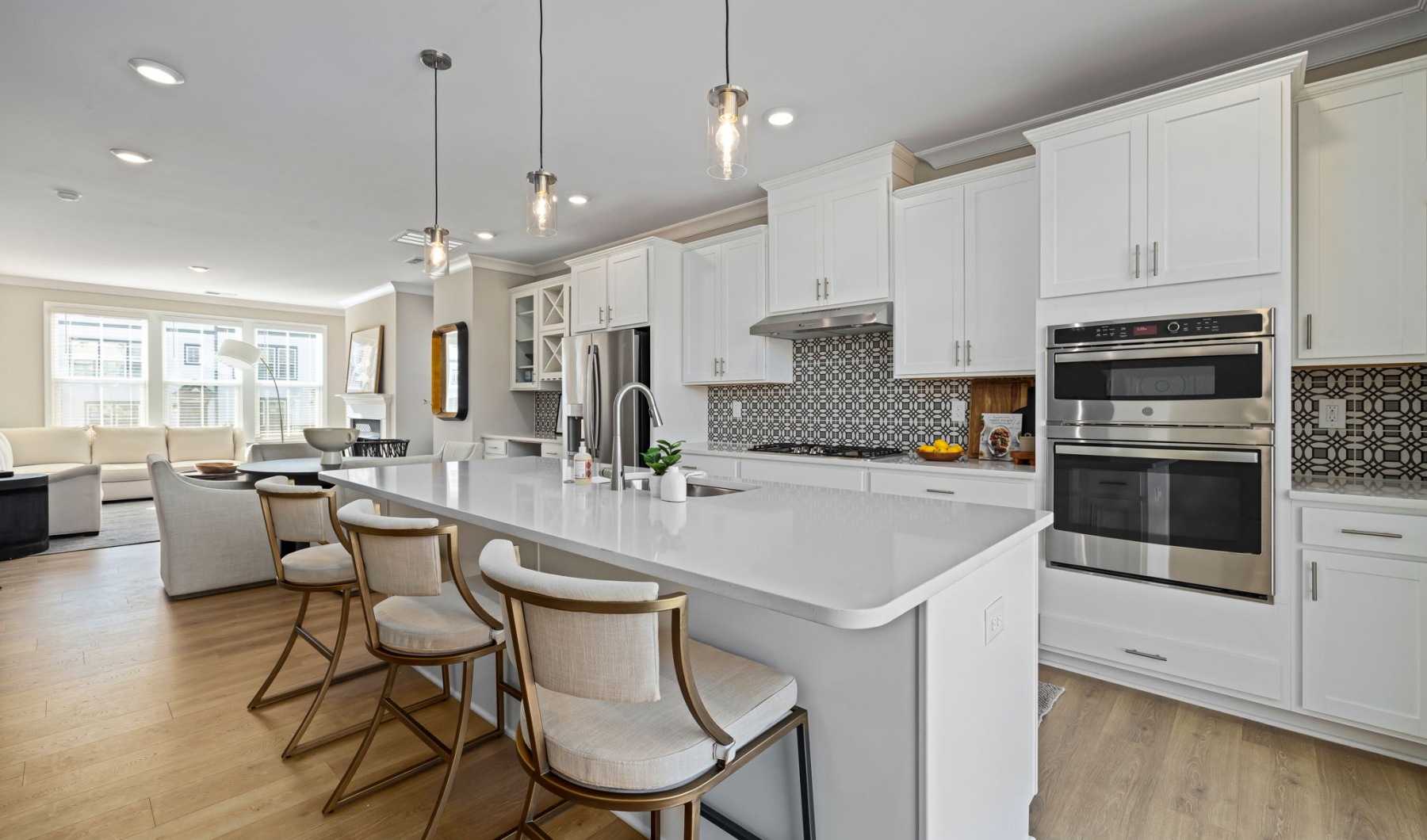 Kitchen with quartz countertops and stainless steel appliances