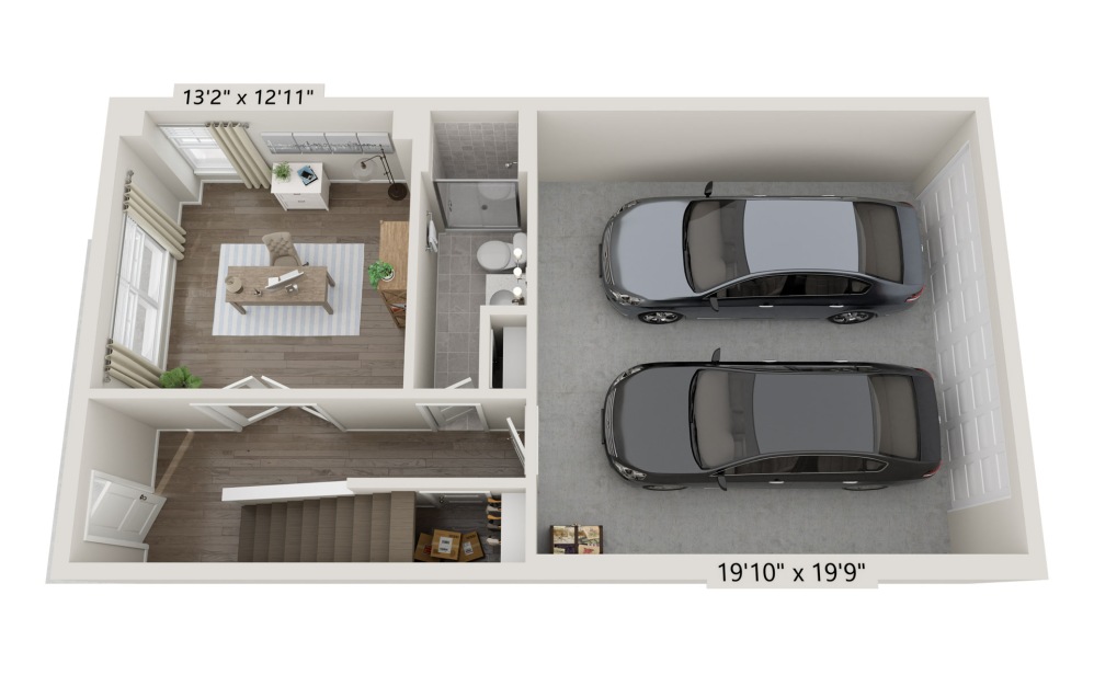 Carlow II - 3 bedroom floorplan layout with 3.5 bathrooms and 1906 square feet (Floor 1)