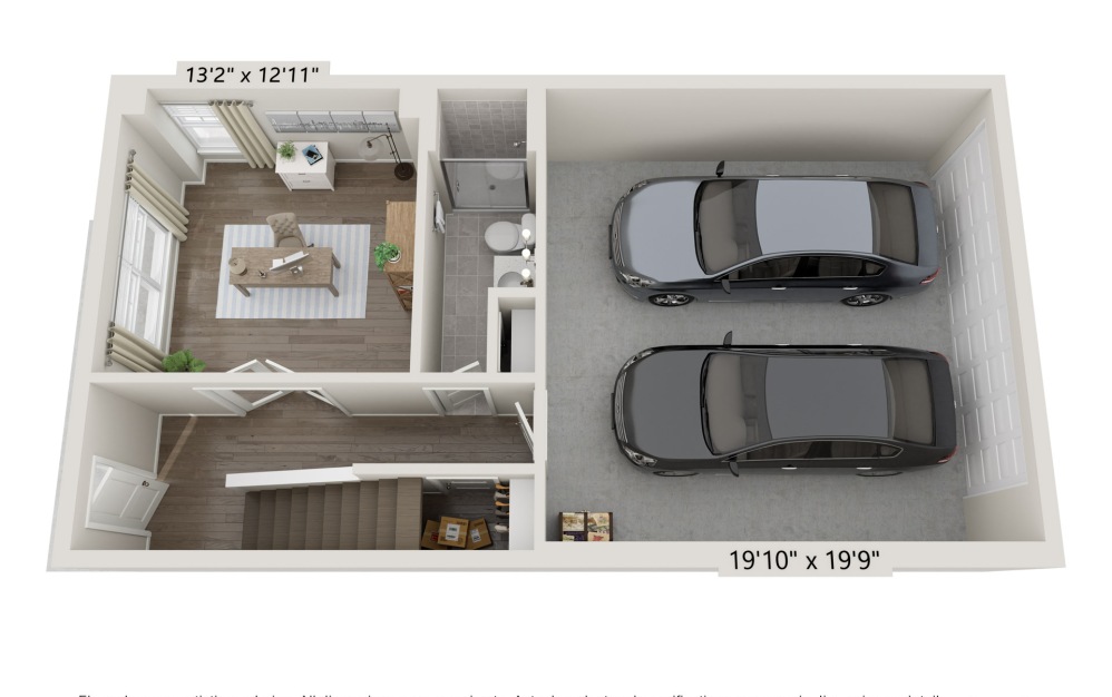 Carlow II - 3 bedroom floorplan layout with 3.5 bathrooms and 1906 square feet (Floor 1)