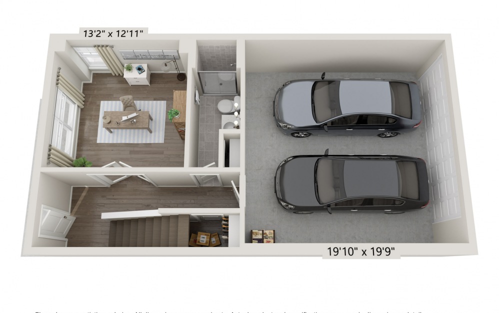 Carlow II - 3 bedroom floorplan layout with 3.5 baths and 1906 square feet. (Floor 1)