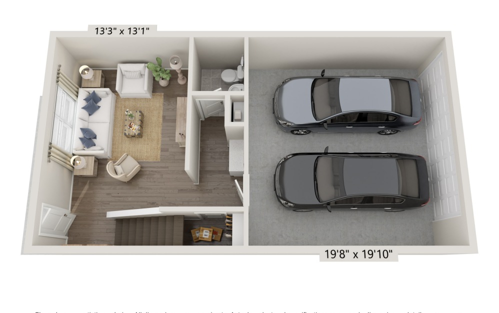 Carlow III - 3 bedroom floorplan layout with 2.2 bathrooms and 1906 square feet (Floor 1)