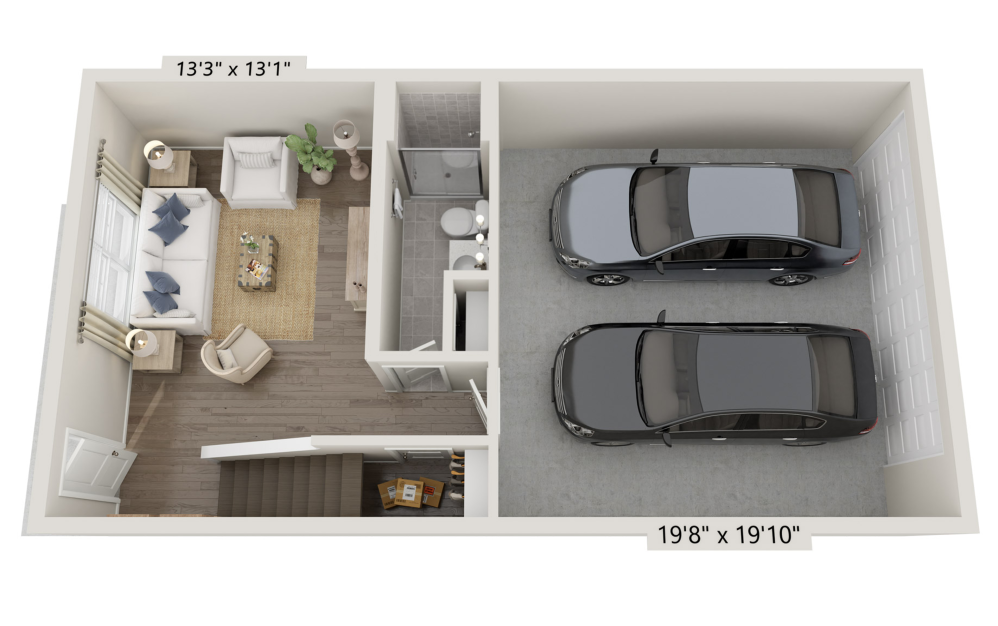 Brooks III - 3 bedroom floorplan layout with 3.5 bathrooms and 1952 square feet (Floor 1)